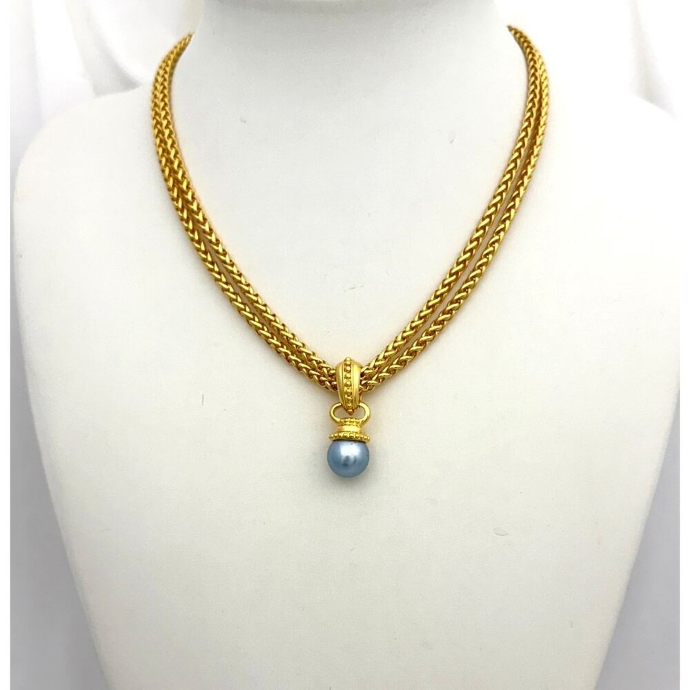 Joan Rivers Interchangeable Bead Pendant Gold Tone Necklace 10 Beads with Box